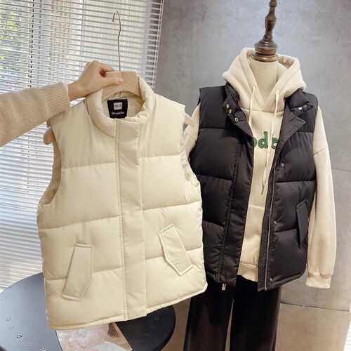 棉马甲女2025秋冬新款洋气百搭宽松羽绒棉棉服背心外穿坎肩马夹潮 - 图1