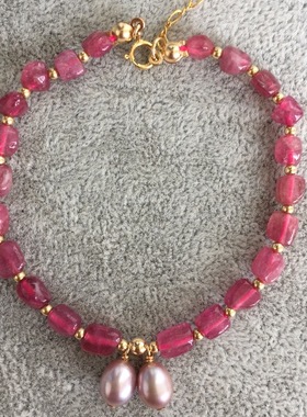 天然巴西红色甜美风碧玺手链包邮