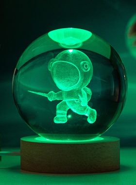 发光水晶球小夜灯儿童房装饰摆件