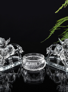 高档水晶貔貅招财聚宝盆摆件