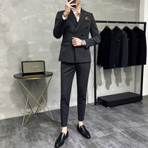 High goods double-row buttoned suit jacket mens fashion casual Korean version of suit men suit wedding gown blouses