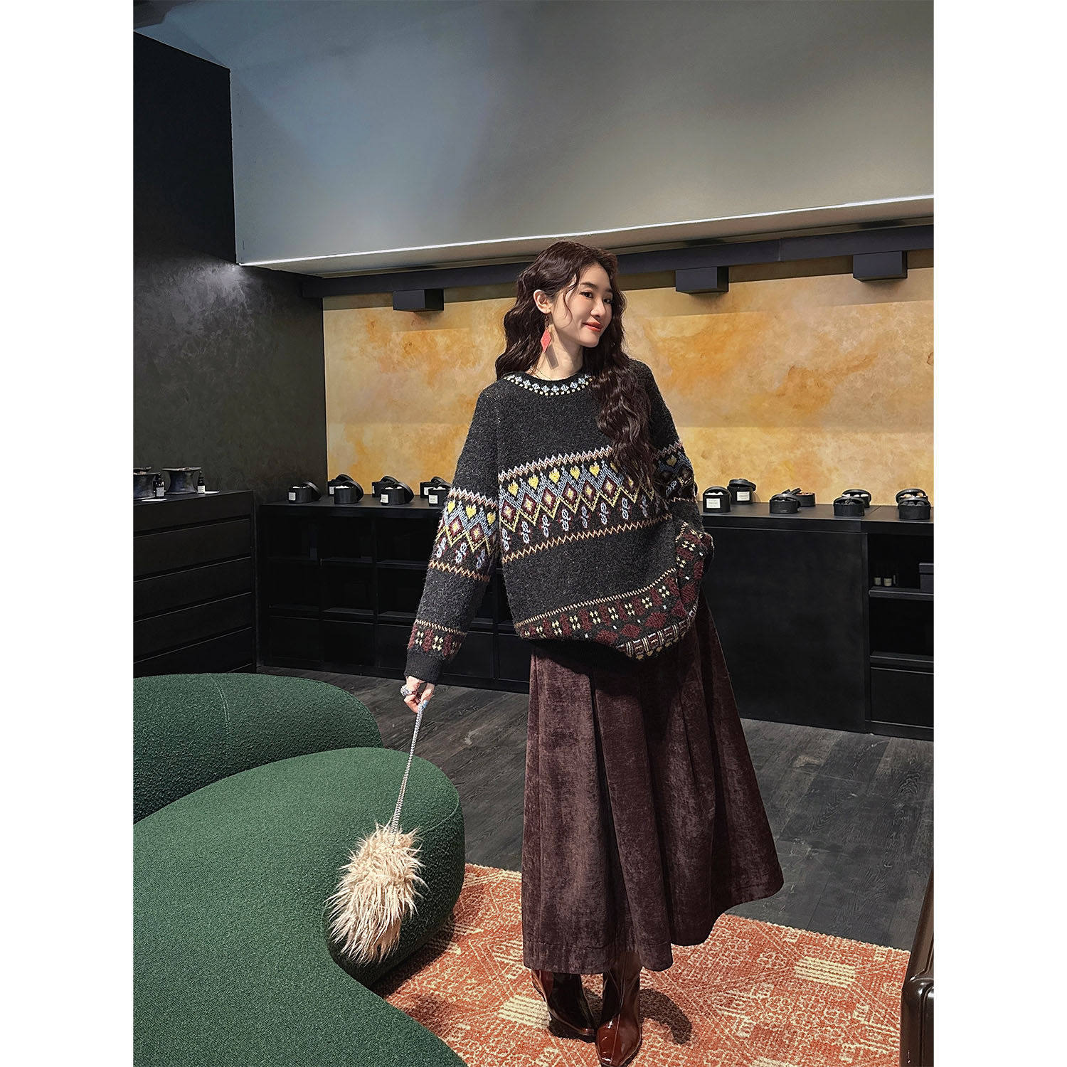 【夏天粉丝专享】三吉黑花【含香客】半身裙子2025新款冬装长裙,淘宝优惠券,粉丝福利购,淘宝优惠卷