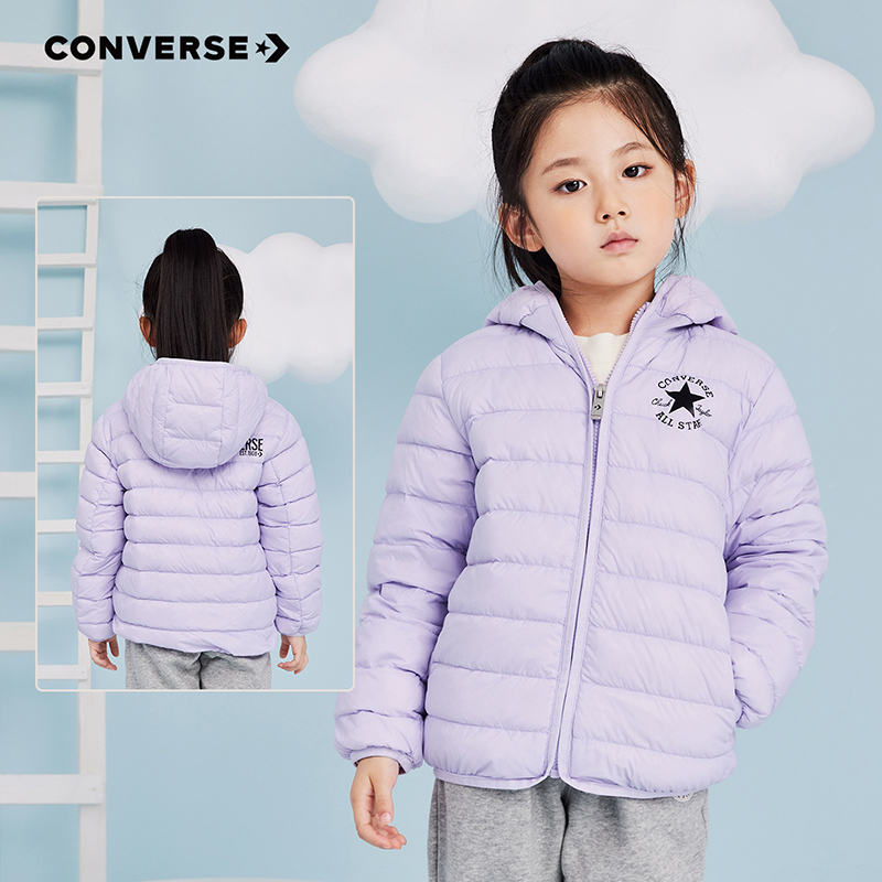 converse匡威童装羽绒服2022秋冬新款女童轻薄羽绒服儿童保暖外套