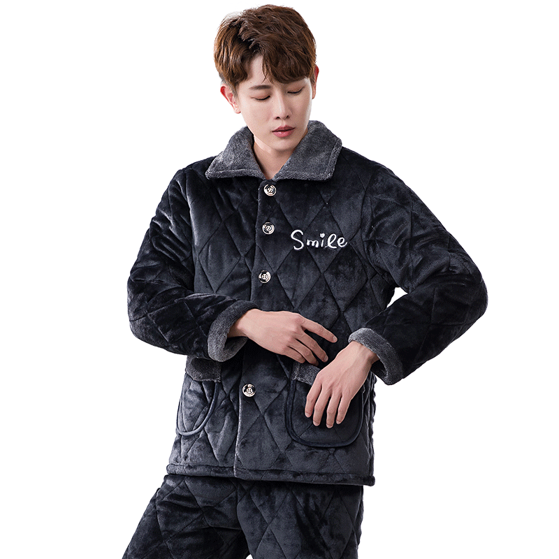 冬季珊瑚绒秋冬款男式法兰绒睡衣 芳怡服饰睡衣/家居服套装