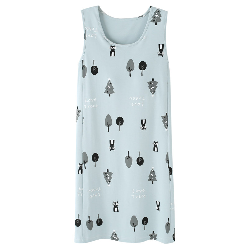 夏季无袖清新可爱学生纯棉带睡裙 安思梦睡裙