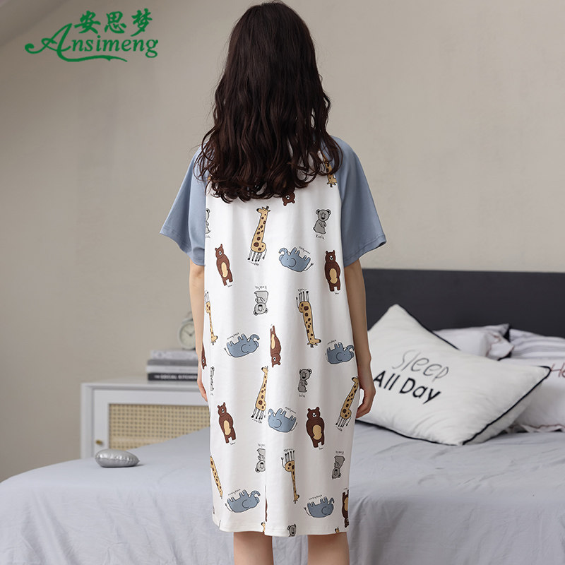 夏季纯棉短袖卡通韩版宽松女睡衣 安思梦睡裙