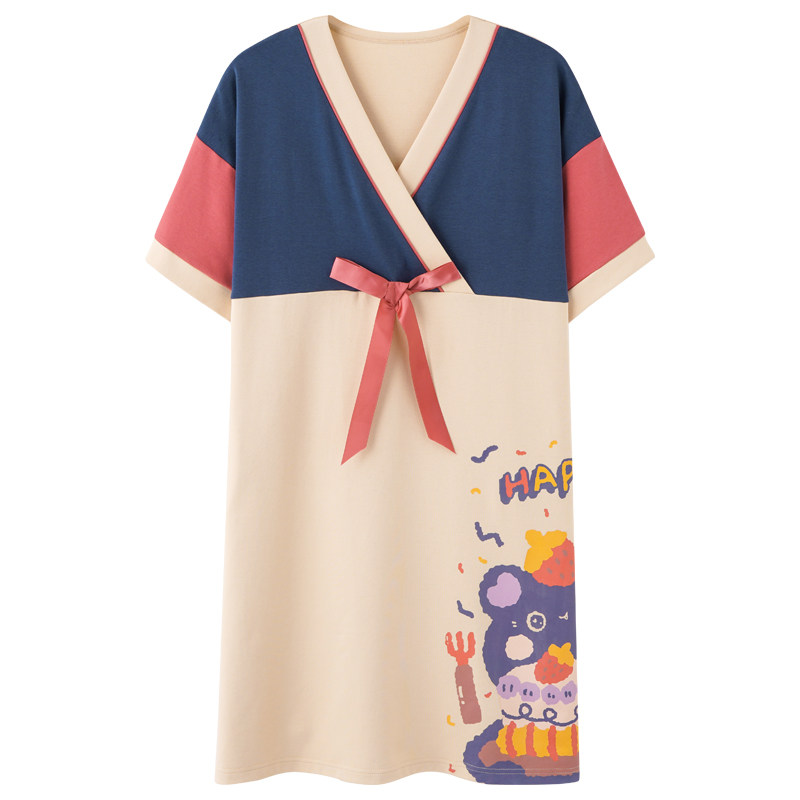 睡裙夏季纯棉短袖2022新款睡衣裙子 安思梦睡裙