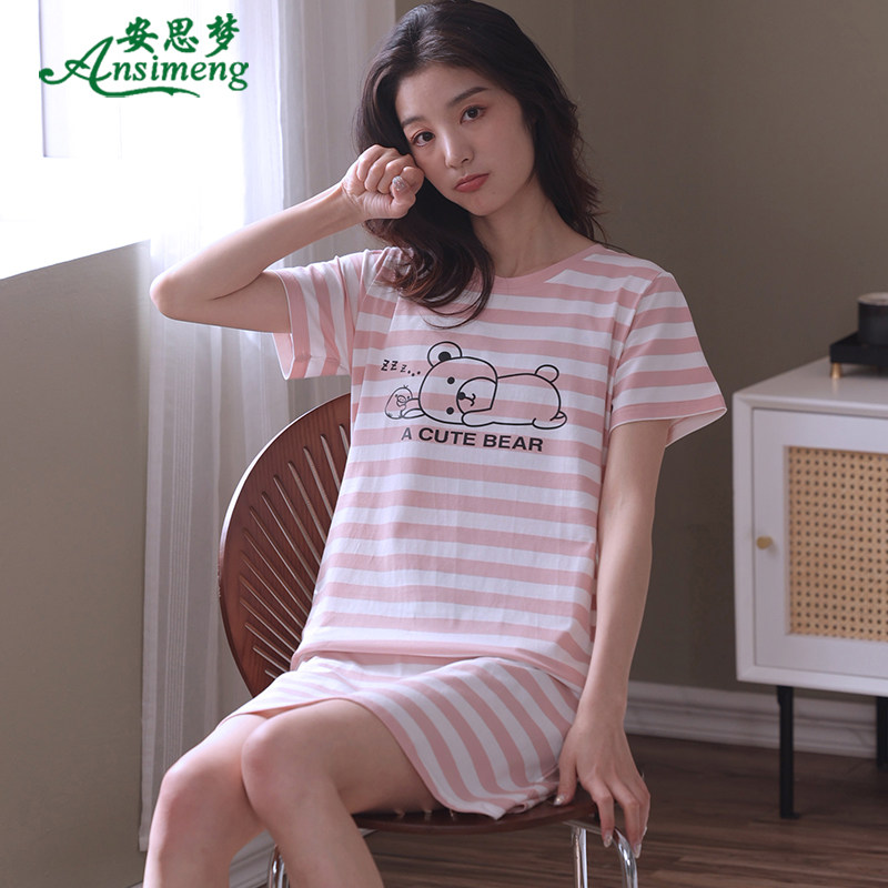 2022年新款睡裙夏季条纹纯棉睡衣 安思梦睡裙