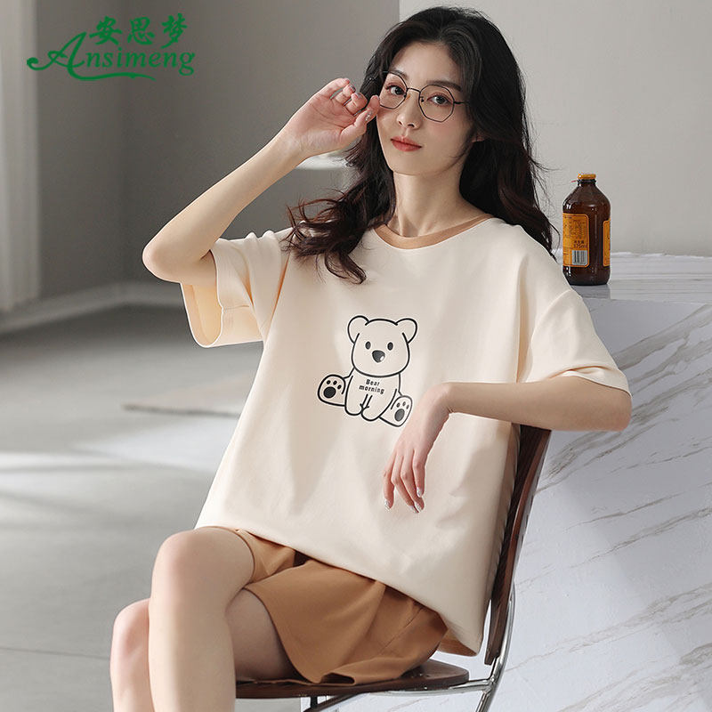 2022年新款夏季纯棉短袖加大码睡衣 安思梦睡衣/家居服套装