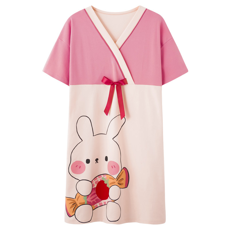 夏季睡裙纯棉短袖可爱兔子连衣裙 安思梦睡裙