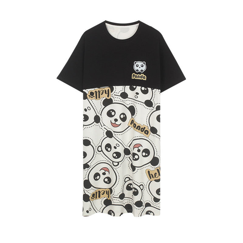 女士新款短袖纯棉简约套头睡裙 安思梦睡裙