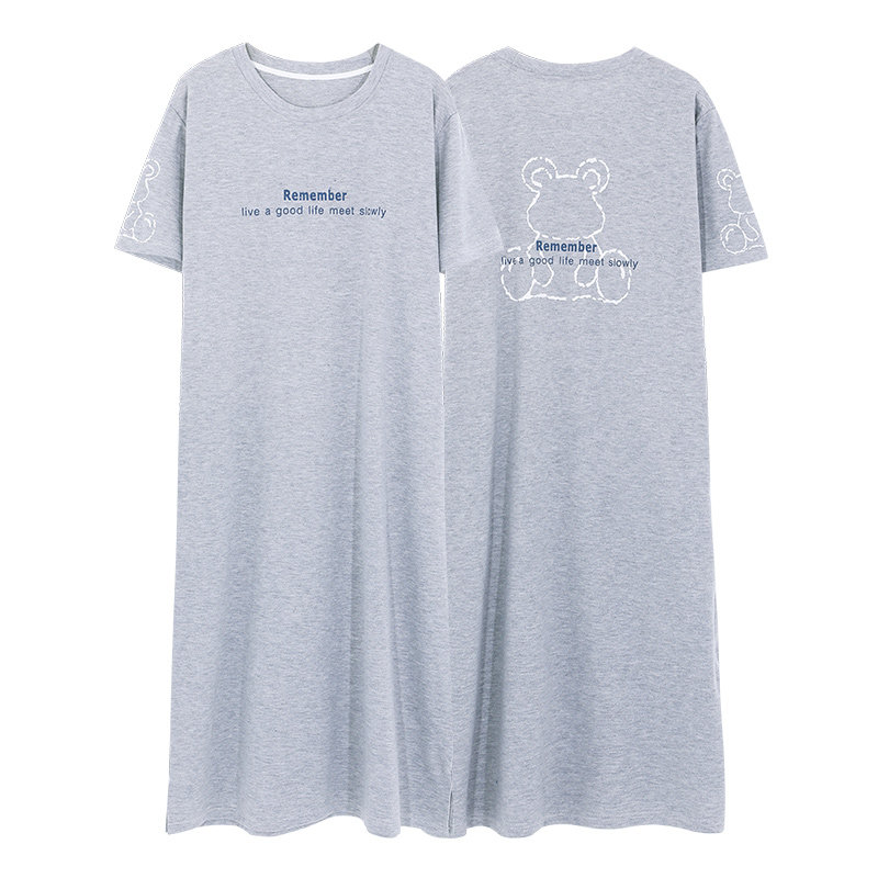 睡裙女士纯棉短袖中长款睡衣裙子 安思梦睡裙