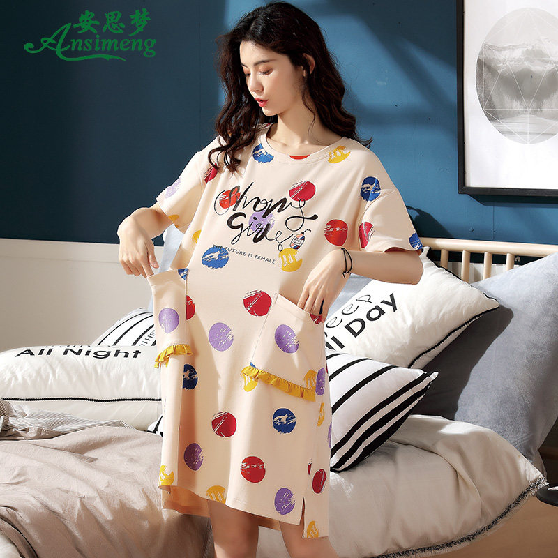 2022新款睡裙夏季纯棉短袖连衣裙子 安思梦睡裙
