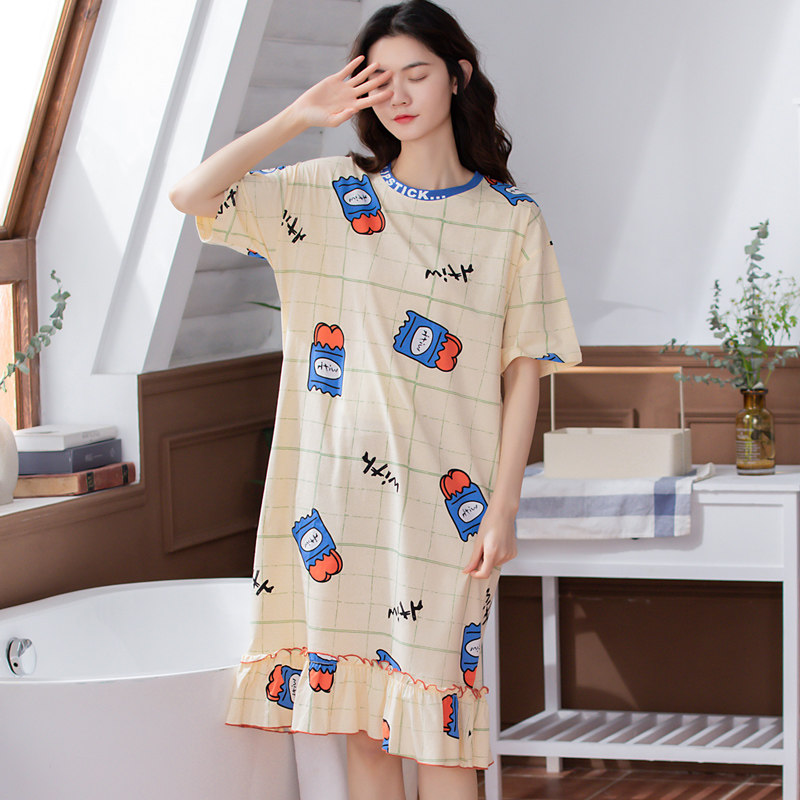 新款纯棉夏季可爱中长款休闲夏睡裙 安思梦睡裙