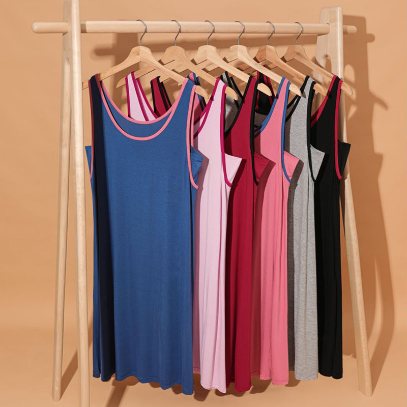 夏季无袖睡裙莫代尔棉绸宽松连衣裙 安思梦睡裙