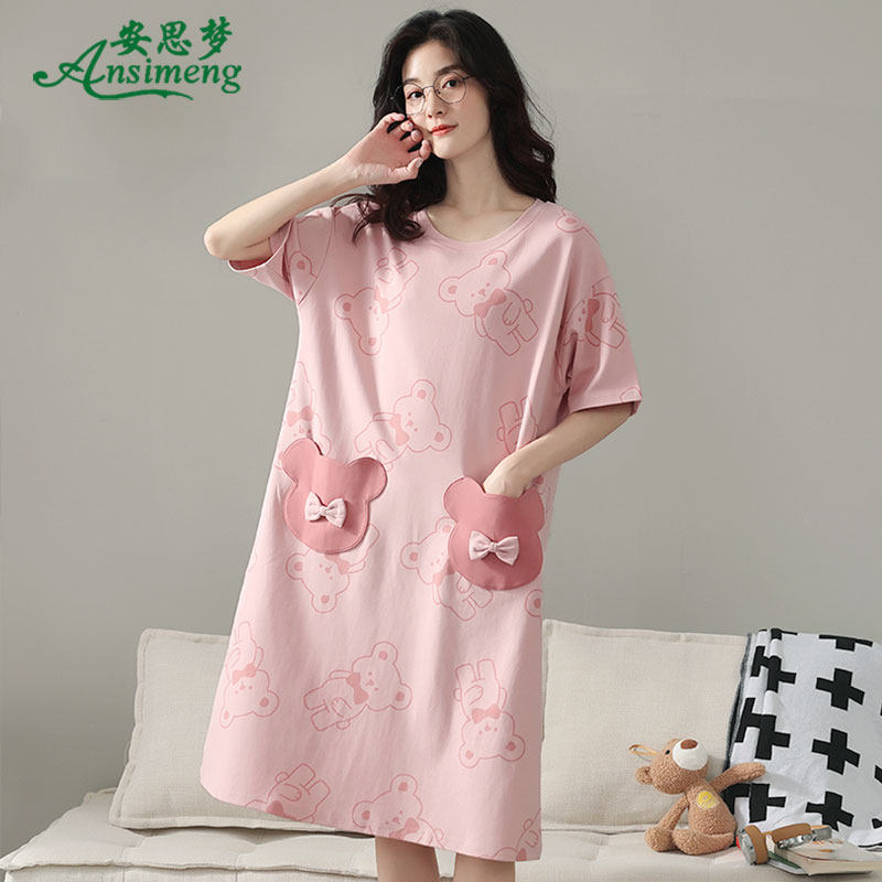 夏季纯棉短袖睡裙韩版圆领连衣裙子 安思梦睡裙