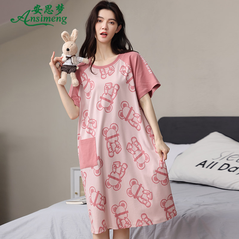 夏季睡裙新款纯棉短袖卡通连衣裙 安思梦睡裙