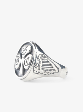 BWL男纯银三叶草鎏金定制戒指