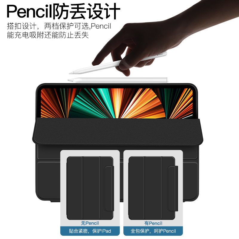 ifacemall ipad保护壳2022适用iPadpro保护套11寸苹果9平板10.2带笔槽air6磁吸4拆分mini6全包12防弯摔10代5 - 图1