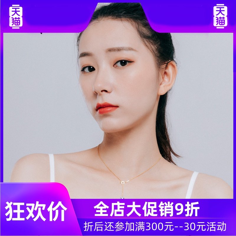 银项链女纯银轻奢小众爱心锁骨链 灵运宝摆件