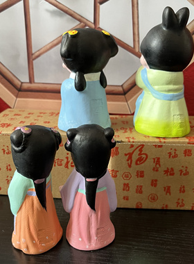 天津泥人张泥人泥塑古风汉服格格唐女小摆件可爱少女礼物桌面摆设
