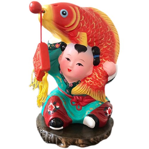 泥人张正品年年有余 连年有余14cm高 含底座 中国特色手工艺品鱼 - 图3
