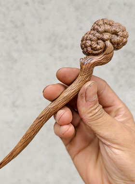 守一原创◆非洲檀香灵芝发簪古风女高级感小众精致汉服日常木簪子