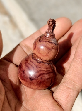 守一孤品◆小葫芦手把件手捻葫花梨木实木手工雕刻小摆件汽车挂件