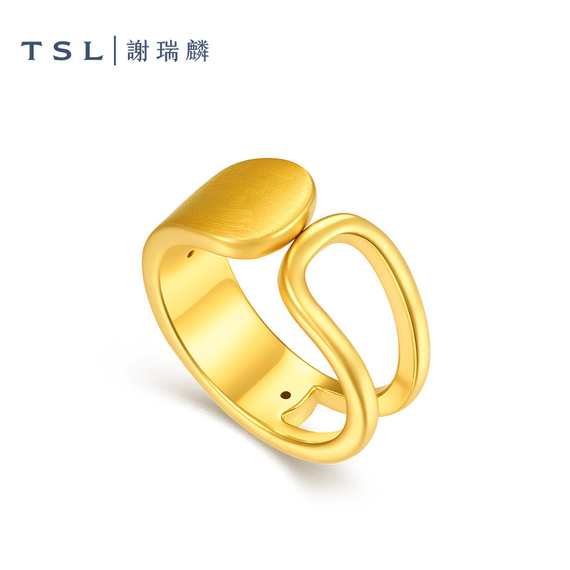 TSL Xie Ruilin Gold Ring 5D Hard Gold Pure Gold Ring Fashion Geometric Pricing Ring XR374