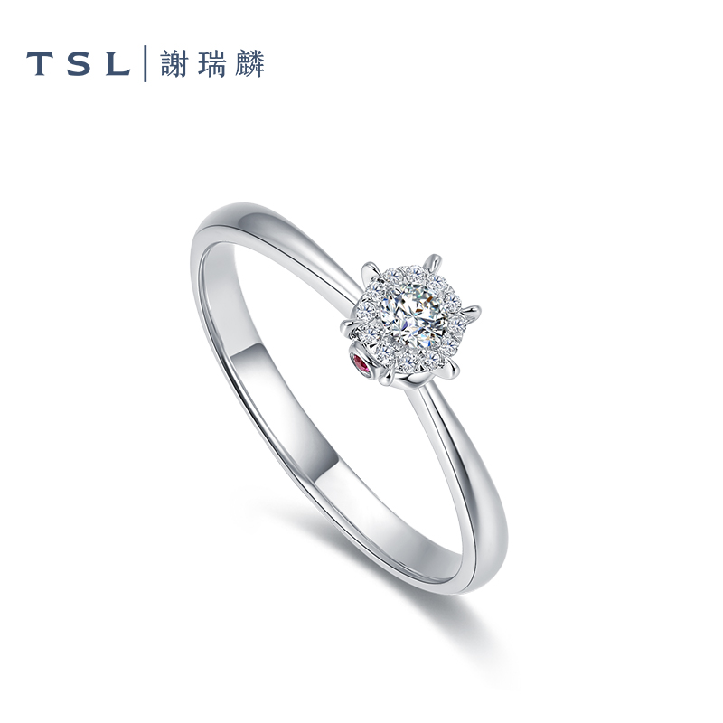 TSL谢瑞麟星之光系列18K金钻石戒指镶嵌红宝石指环女士新品BD369 - 图0
