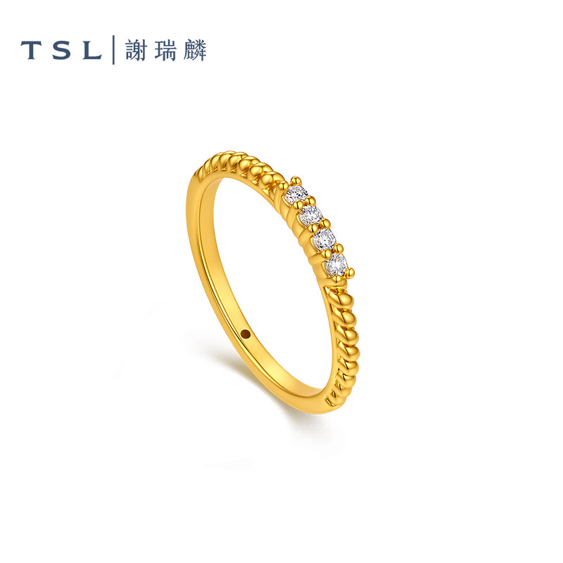TSL Xie Ruilin gold ring 5D hard gold inlaid with diamond pure gold ring new product women's XR524