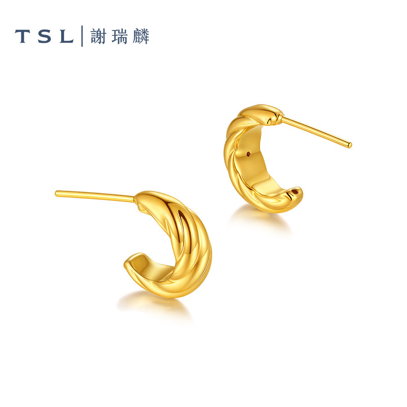TSL谢瑞麟黄金耳饰5D硬金工艺足金耳饰耳环新品女士XR278,淘宝优惠券,粉丝福利购,淘宝优惠卷