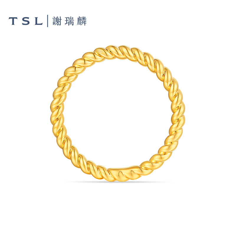 TSL Xie Ruilin gold ring 5D hard gold craft twisted plain gold pure gold ring priced gold XR266