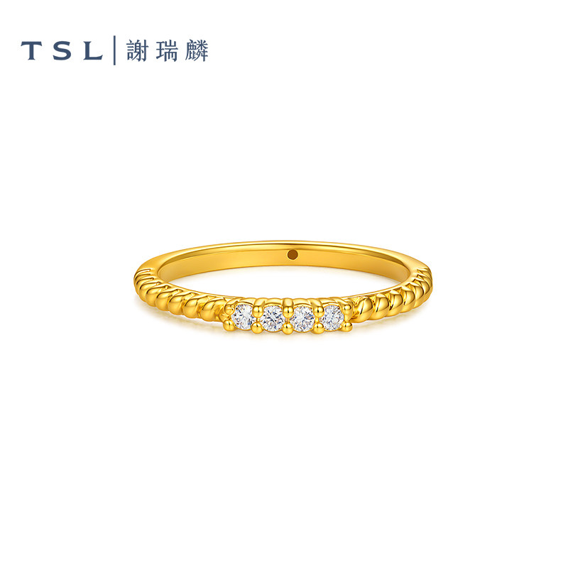 TSL Xie Ruilin gold ring 5D hard gold inlaid with diamond pure gold ring new product women's XR524