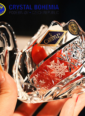 捷克进口BOHEMIA水晶玻璃天鹅首饰盒糖果盒珠宝耳饰收纳盒子摆件