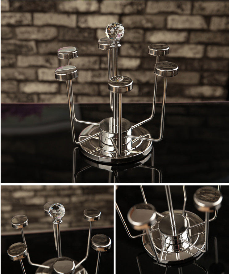 不锈钢创意时尚水杯架茶杯架 6头旋转倒挂杯架 沥干架 水杯晾干架,淘宝优惠券,粉丝福利购,淘宝优惠卷