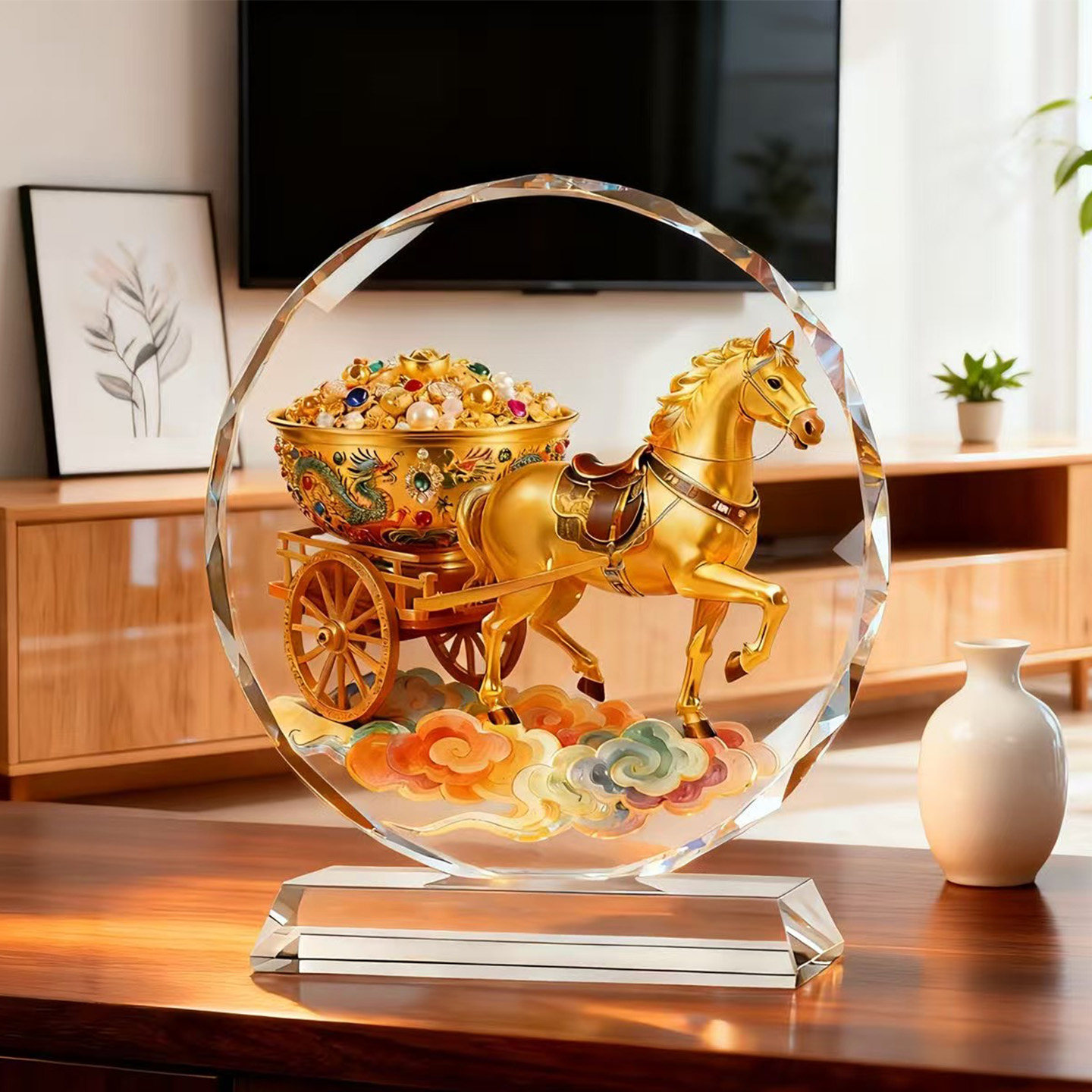 马上有钱水晶摆件桌面装饰乔迁送礼品招财摆件办公桌桌面摆件,淘宝优惠券,粉丝福利购,淘宝优惠卷