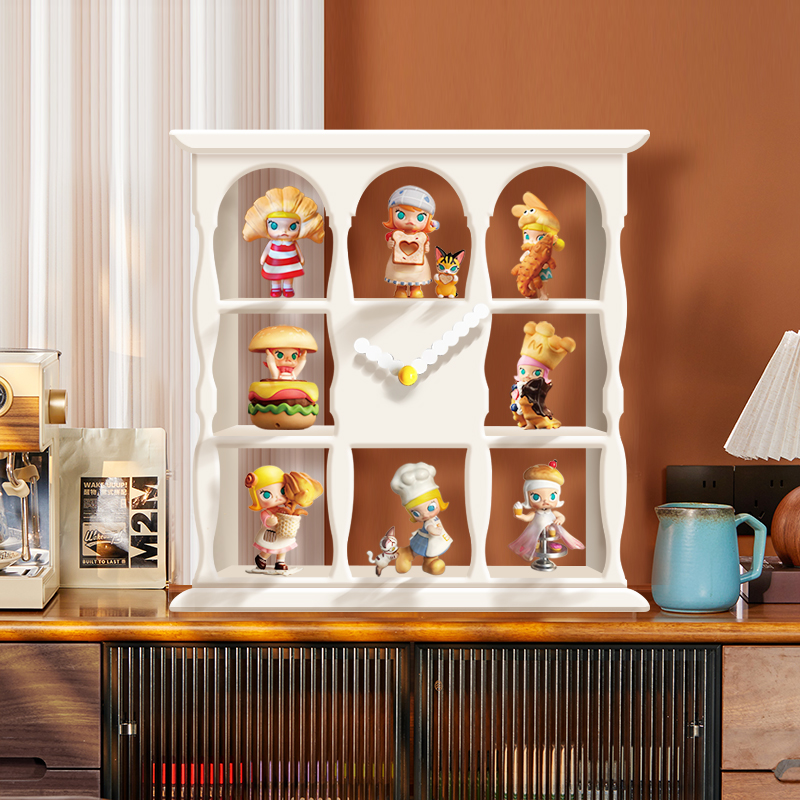 Creative blind box figure storage box with clock display stand