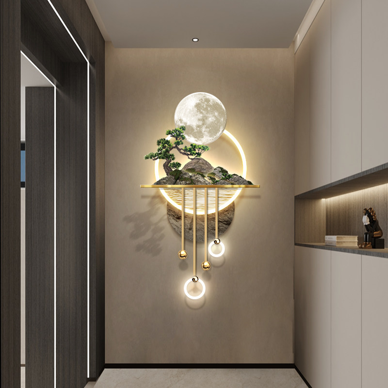 3d立体玄关装饰画过道走廊轻奢高档led发光壁灯画新中式山水挂画,淘宝优惠券,粉丝福利购,淘宝优惠卷