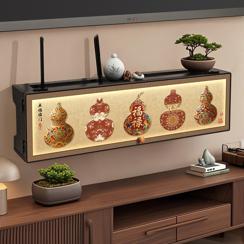 wifi路由器收纳盒子隐藏式无线光猫放置架电视机顶盒葫芦遮挡装饰,淘宝优惠券,粉丝福利购,淘宝优惠卷