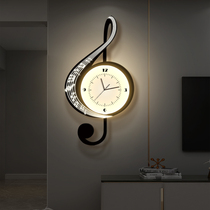 Note hanging clock Living room Light Extravagant TV Background Wall Nets Red Creativity Watch 2024 New Clock Hanging Wall Wall Lamp Painting