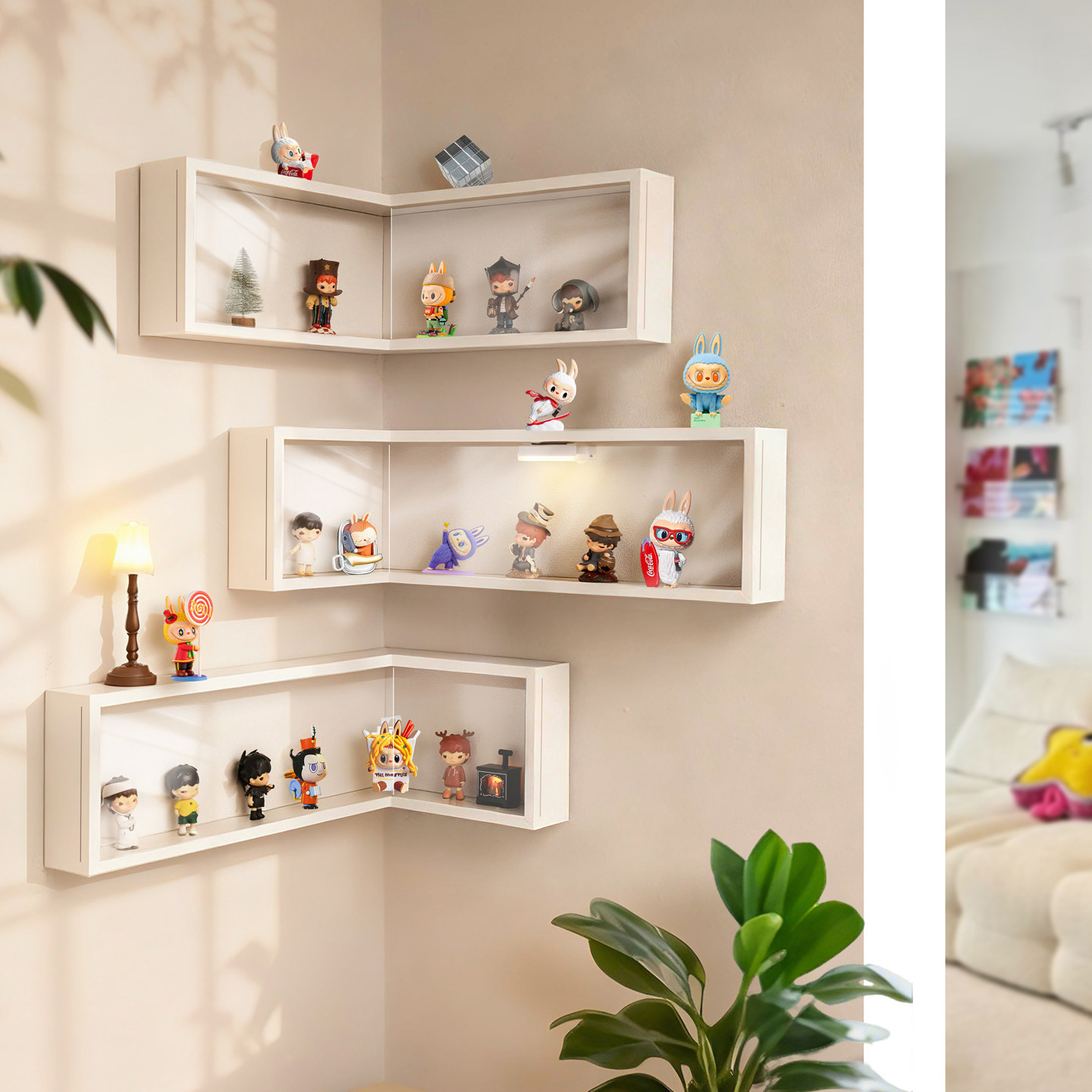 国补盲盒收纳展示架小野萌粒手办挂墙小收纳盒免打孔带防尘置物架,淘宝优惠券,粉丝福利购,淘宝优惠卷