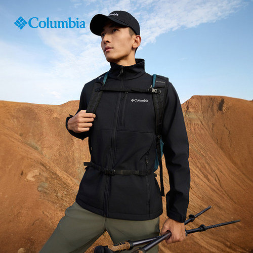 Columbia哥伦比亚户外男子拒水徒步内里抓绒保暖软壳衣外套WE6044-图0