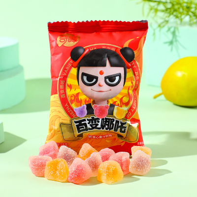 奇峰维生素C爆浆夹心果汁草莓香橙葡萄哪吒软糖网红儿童零食糖果