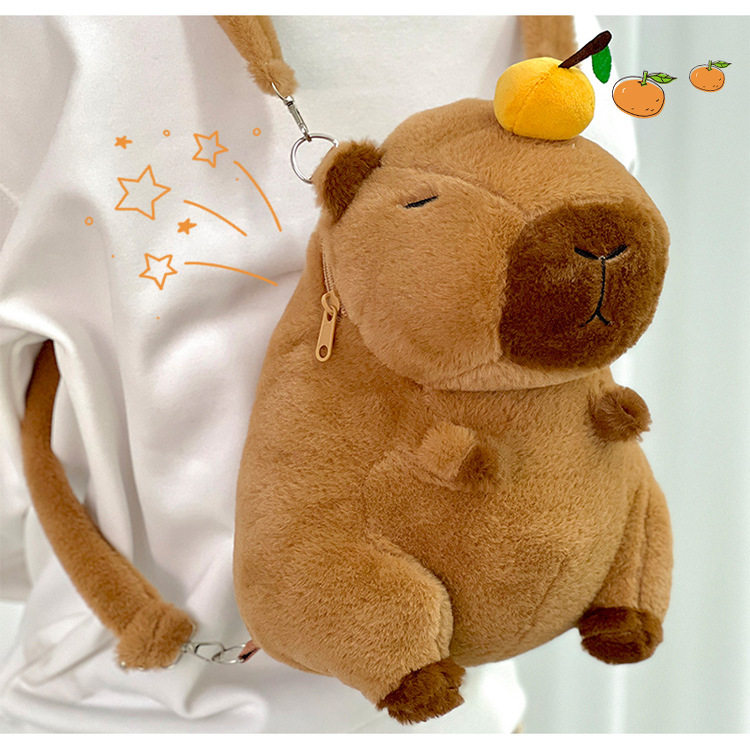 水豚背包卡皮巴拉可爱毛绒玩具女孩单肩包水豚公仔双肩书包送女生,淘宝优惠券,粉丝福利购,淘宝优惠卷