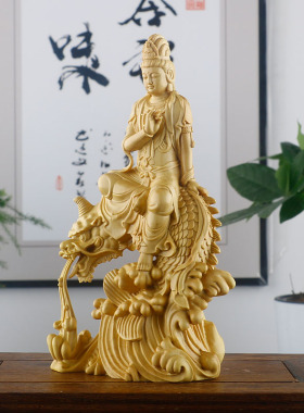 人物观音菩萨保平安黄杨木雕刻
