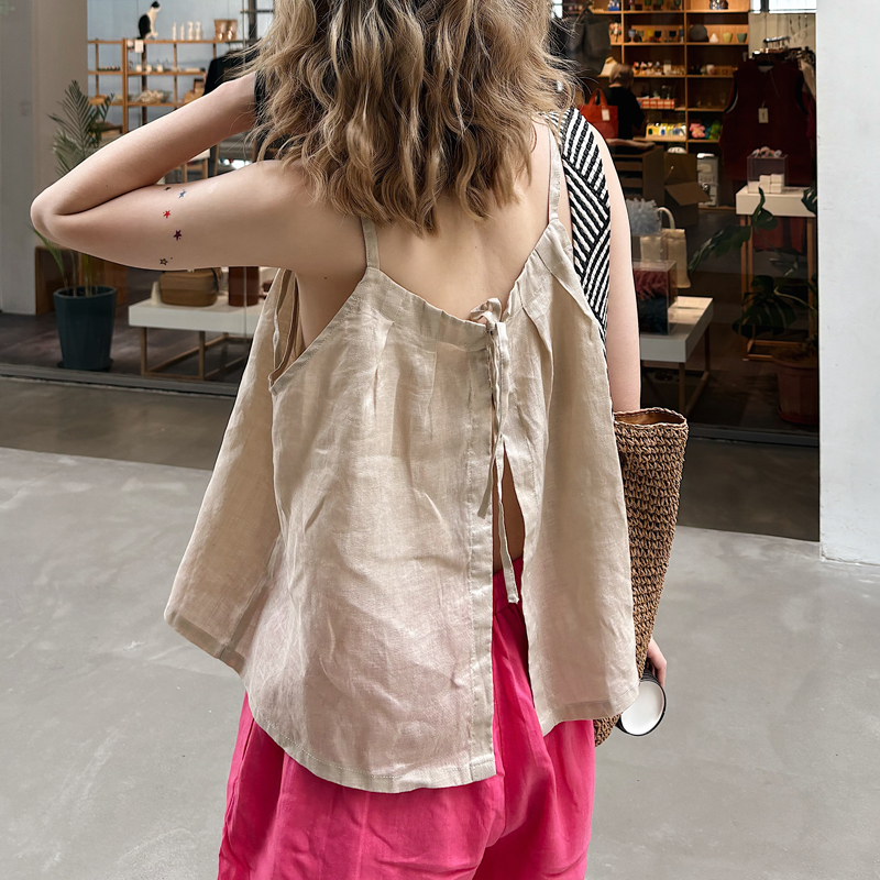 春夏新女 不撞款 独家定制 超绝小心机 纯亚麻性感大码显瘦小吊带 - 图1