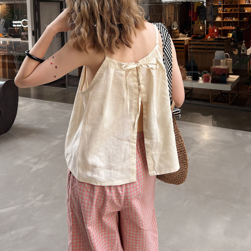 春夏新女 不撞款 独家定制 超绝小心机 纯亚麻性感大码显瘦小吊带 - 图0