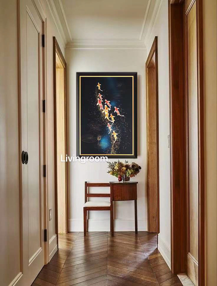 若奈独家苏绣画《九鱼争游》客厅玄关画新中式装饰画乔迁开业礼物