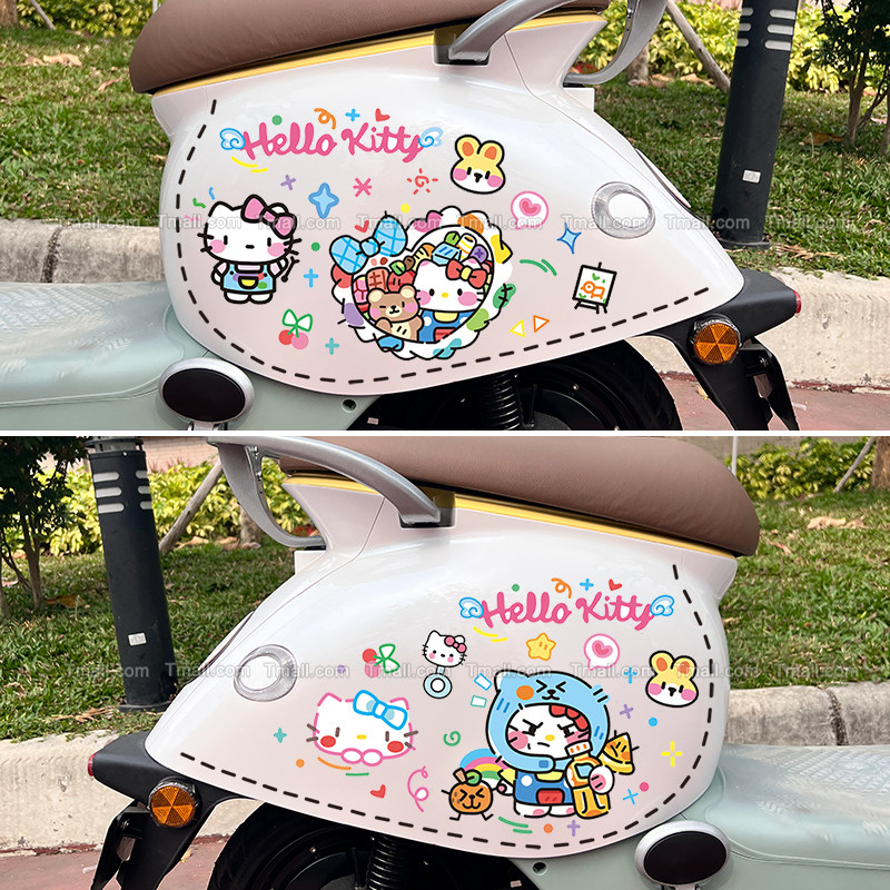 电动车贴纸Hellokitty涂鸦风格可爱改造装饰雅迪爱玛台铃9号贴画,淘宝优惠券,粉丝福利购,淘宝优惠卷